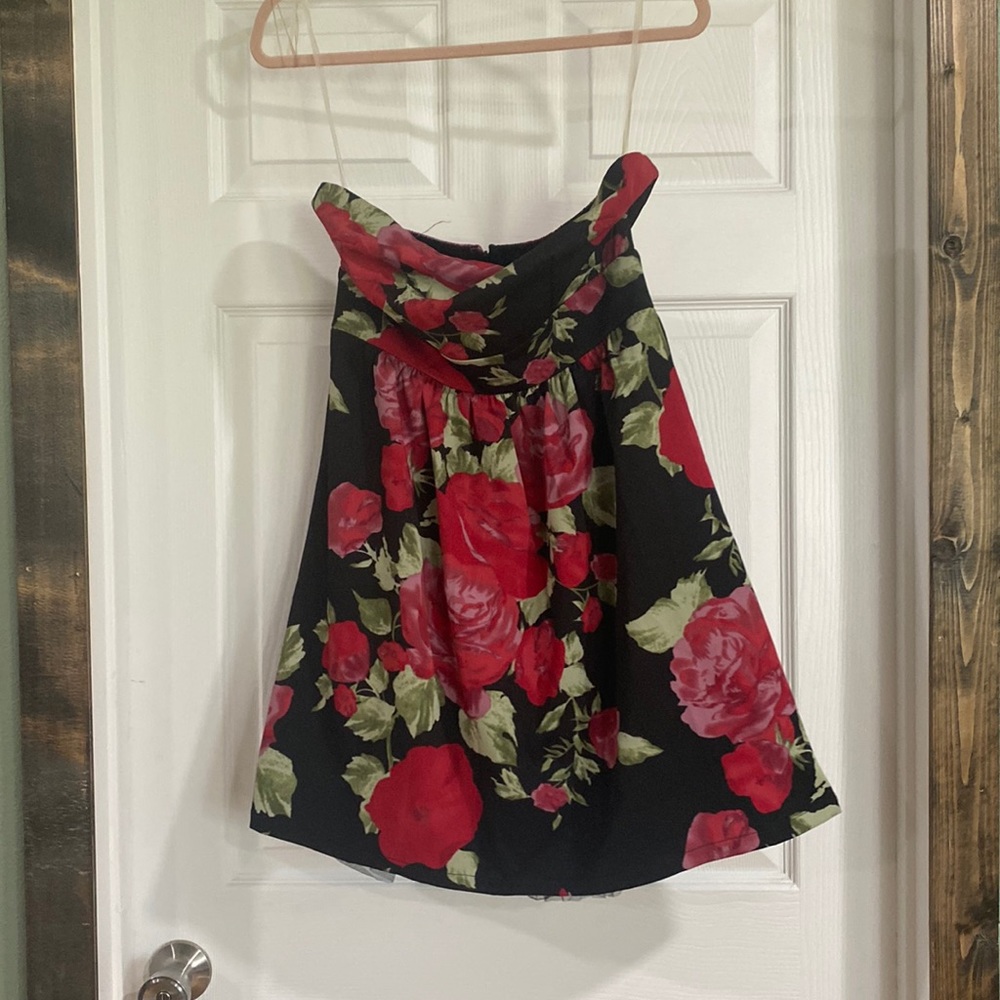 Womens strapless rose dress size medium